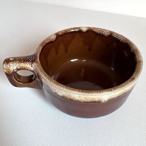 Vintage Western Stoneware Brown Drip Soup Bowl Mug Maple Leaf WS Pottery